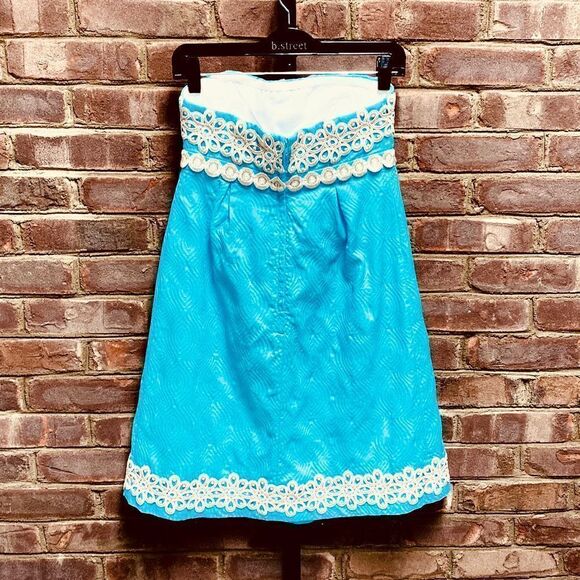 Lilly Pulitzer Betsey Jacquard Strapless Dress Size 0 - Picture 4 of 10